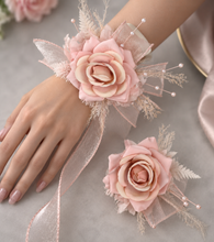 Load image into Gallery viewer, Blush pink everlasting flowers corsage &amp; buttonhole AB2096 - School formal, prom, graduation
