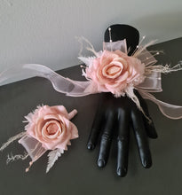 Load image into Gallery viewer, Blush pink everlasting flowers corsage &amp; buttonhole AB2096 - School formal, prom, graduation
