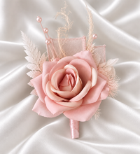 Load image into Gallery viewer, Blush pink everlasting flowers corsage &amp; buttonhole AB2096 - School formal, prom, graduation
