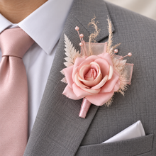 Load image into Gallery viewer, Blush pink everlasting flowers corsage &amp; buttonhole AB2096 - School formal, prom, graduation
