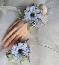 Load image into Gallery viewer, Blue &amp; sage everlasting flowers corsage &amp; buttonhole AB2098 - School formal, prom, graduation
