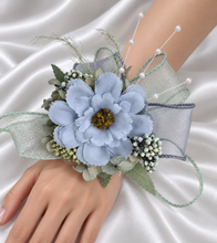 Load image into Gallery viewer, Blue &amp; sage everlasting flowers corsage &amp; buttonhole AB2098 - School formal, prom, graduation

