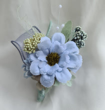 Load image into Gallery viewer, Blue &amp; sage everlasting flowers corsage &amp; buttonhole AB2098 - School formal, prom, graduation
