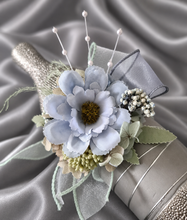 Load image into Gallery viewer, Blue &amp; sage everlasting flowers corsage &amp; buttonhole AB2098 - School formal, prom, graduation
