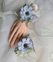 Load image into Gallery viewer, Blue &amp; sage everlasting flowers corsage &amp; buttonhole AB2098 - School formal, prom, graduation
