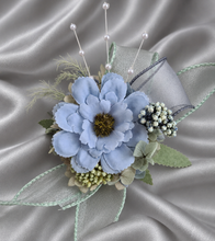Load image into Gallery viewer, Blue &amp; sage everlasting flowers corsage &amp; buttonhole AB2098 - School formal, prom, graduation
