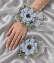 Load image into Gallery viewer, Blue &amp; sage everlasting flowers corsage &amp; buttonhole AB2098 - School formal, prom, graduation
