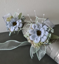 Load image into Gallery viewer, Blue &amp; sage everlasting flowers corsage &amp; buttonhole AB2098 - School formal, prom, graduation
