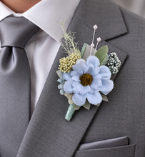 Load image into Gallery viewer, Blue &amp; sage everlasting flowers corsage &amp; buttonhole AB2098 - School formal, prom, graduation
