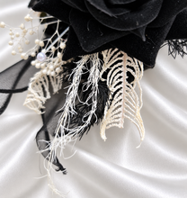 Load image into Gallery viewer, Black glitter everlasting flowers corsage &amp; buttonhole AB2099 - School formal, prom, graduation
