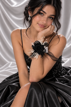 Load image into Gallery viewer, Black glitter everlasting flowers corsage &amp; buttonhole AB2099 - School formal, prom, graduation
