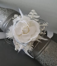 Load image into Gallery viewer, White &amp; silver Glitter everlasting flowers corsage &amp; buttonhole AB2100 - School formal, prom, graduation
