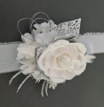 Load image into Gallery viewer, White &amp; silver Glitter everlasting flowers corsage &amp; buttonhole AB2101 - School formal, prom, graduation
