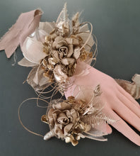 Load image into Gallery viewer, Antique gold everlasting flowers corsage &amp; buttonhole AB2102 - School formal, prom, graduation
