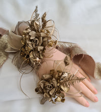 Load image into Gallery viewer, Antique gold everlasting flowers corsage &amp; buttonhole AB2102 - School formal, prom, graduation
