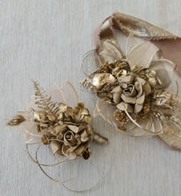 Load image into Gallery viewer, Antique gold everlasting flowers corsage &amp; buttonhole AB2102 - School formal, prom, graduation
