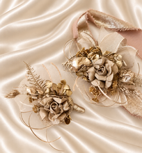 Load image into Gallery viewer, Antique gold everlasting flowers corsage &amp; buttonhole AB2102 - School formal, prom, graduation
