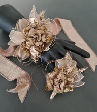 Load image into Gallery viewer, Antique gold everlasting flowers corsage &amp; buttonhole AB2102 - School formal, prom, graduation
