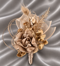 Load image into Gallery viewer, Antique gold everlasting flowers corsage &amp; buttonhole AB2102 - School formal, prom, graduation
