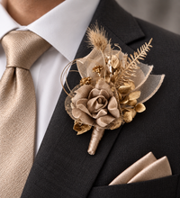 Load image into Gallery viewer, Antique gold everlasting flowers corsage &amp; buttonhole AB2102 - School formal, prom, graduation
