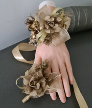 Load image into Gallery viewer, Antique and Champagne gold everlasting flowers corsage &amp; buttonhole AB2104 - School formal, prom, graduation
