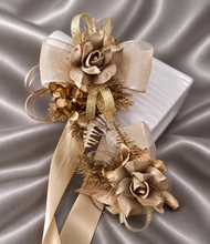 Load image into Gallery viewer, Antique and Champagne gold everlasting flowers corsage &amp; buttonhole AB2104 - School formal, prom, graduation
