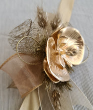 Load image into Gallery viewer, Bright orchid and champagne gold everlasting flowers corsage &amp; buttonhole AB2105 - School formal, prom, graduation
