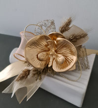 Load image into Gallery viewer, Bright orchid and champagne gold everlasting flowers corsage &amp; buttonhole AB2105 - School formal, prom, graduation
