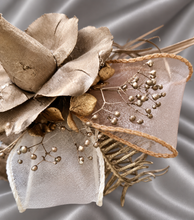 Load image into Gallery viewer, Champagne gold everlasting flowers snap lock corsage &amp; buttonhole AB2107 - School formal, prom, graduation
