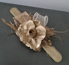 Load image into Gallery viewer, Champagne gold everlasting flowers snap lock corsage &amp; buttonhole AB2107 - School formal, prom, graduation
