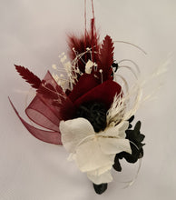 Load image into Gallery viewer, Black, burgundy &amp; white corsage &amp; buttonhole set AB2110 - School formal, prom, graduation, wedding
