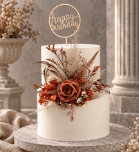 Load image into Gallery viewer, AB2112 - Rustic everlasting flowers cake topper terracotta - engagement, wedding, birthday, event
