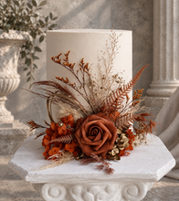 Load image into Gallery viewer, AB2112 - Rustic everlasting flowers cake topper terracotta - engagement, wedding, birthday, event
