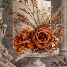 Load image into Gallery viewer, AB2112 - Rustic everlasting flowers cake topper terracotta - engagement, wedding, birthday, event
