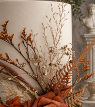 Load image into Gallery viewer, AB2112 - Rustic everlasting flowers cake topper terracotta - engagement, wedding, birthday, event
