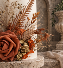 Load image into Gallery viewer, AB2112 - Rustic everlasting flowers cake topper terracotta - engagement, wedding, birthday, event
