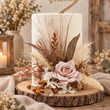 Load image into Gallery viewer, AB2113 Boho everlasting flowers cake topper creamy - engagement, wedding, birthday, event
