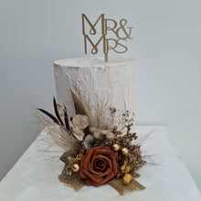 Load image into Gallery viewer, AB2114 Rustic everlasting flowers cake topper terracotta - engagement, wedding, birthday, event
