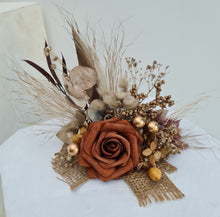 Load image into Gallery viewer, AB2114 Rustic everlasting flowers cake topper terracotta - engagement, wedding, birthday, event
