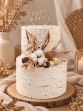 Load image into Gallery viewer, AB2115 Boho cotton flower cake topper nude - engagement, wedding, birthday, event
