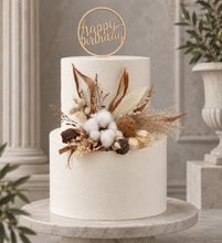 Load image into Gallery viewer, AB2115 Boho cotton flower cake topper nude - engagement, wedding, birthday, event
