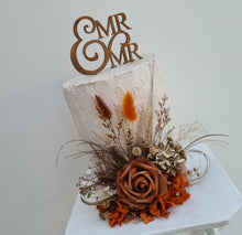 Load image into Gallery viewer, AB2116 - Rustic everlasting flowers cake topper terracotta - engagement, wedding, birthday, event
