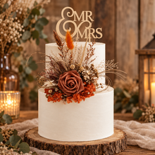 Load image into Gallery viewer, AB2116 - Rustic everlasting flowers cake topper terracotta - engagement, wedding, birthday, event
