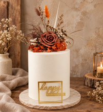 Load image into Gallery viewer, AB2116 - Rustic everlasting flowers cake topper terracotta - engagement, wedding, birthday, event
