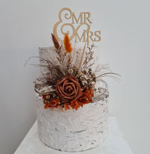 Load image into Gallery viewer, AB2116 - Rustic everlasting flowers cake topper terracotta - engagement, wedding, birthday, event

