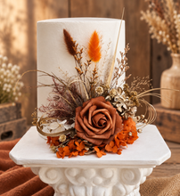 Load image into Gallery viewer, AB2116 - Rustic everlasting flowers cake topper terracotta - engagement, wedding, birthday, event

