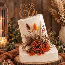 Load image into Gallery viewer, AB2116 - Rustic everlasting flowers cake topper terracotta - engagement, wedding, birthday, event
