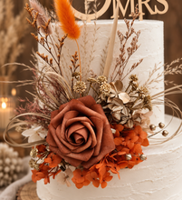 Load image into Gallery viewer, AB2116 - Rustic everlasting flowers cake topper terracotta - engagement, wedding, birthday, event
