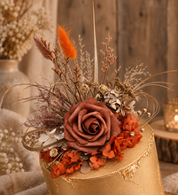 Load image into Gallery viewer, AB2116 - Rustic everlasting flowers cake topper terracotta - engagement, wedding, birthday, event
