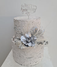 Load image into Gallery viewer, AB2117 - Silver nude everlasting flowers cake topper - engagement, wedding, birthday, event
